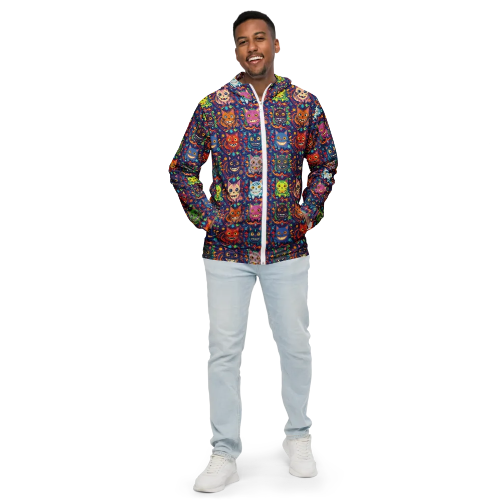 Grinning Cat Carnival on Men's Windbreaker — Front