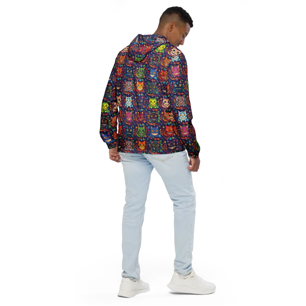 Grinning Cat Carnival on Men's Windbreaker — Back