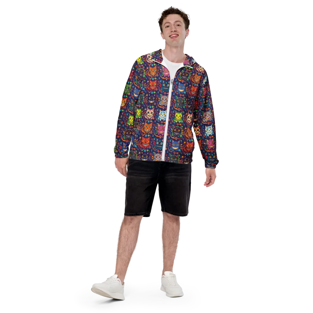 Grinning Cat Carnival on Men's Windbreaker — Front