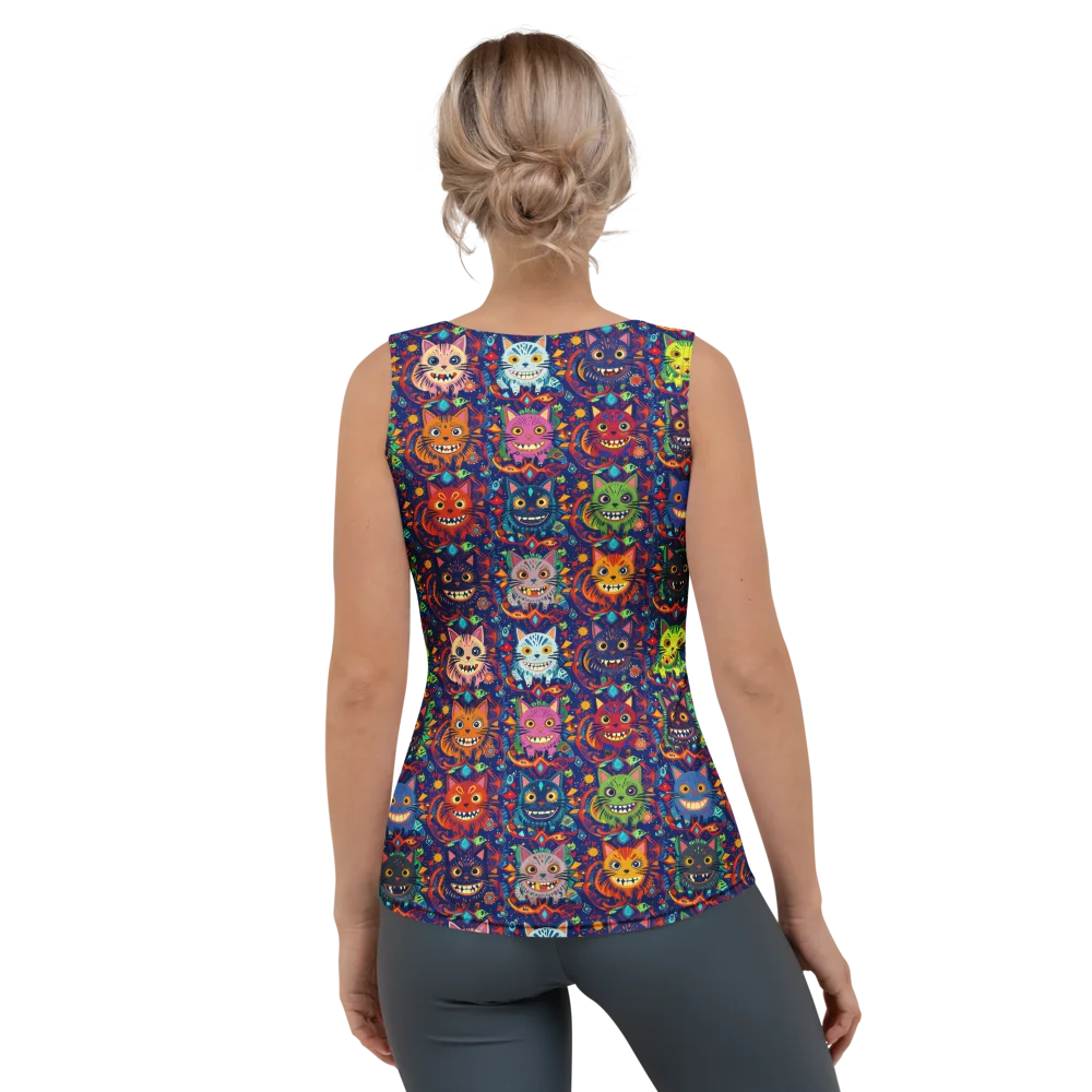 Grinning Cat Carnival on Women's Tank Top — Back