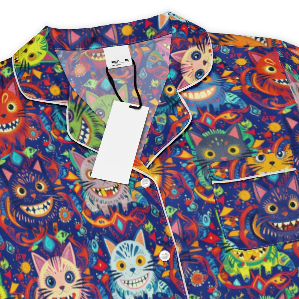 Grinning Cat Carnival on Women's Short Sleeve Pajama Top — Product details