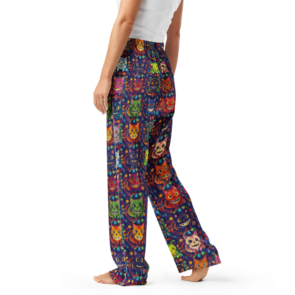Grinning Cat Carnival on Women's Pajama Pants — Left
