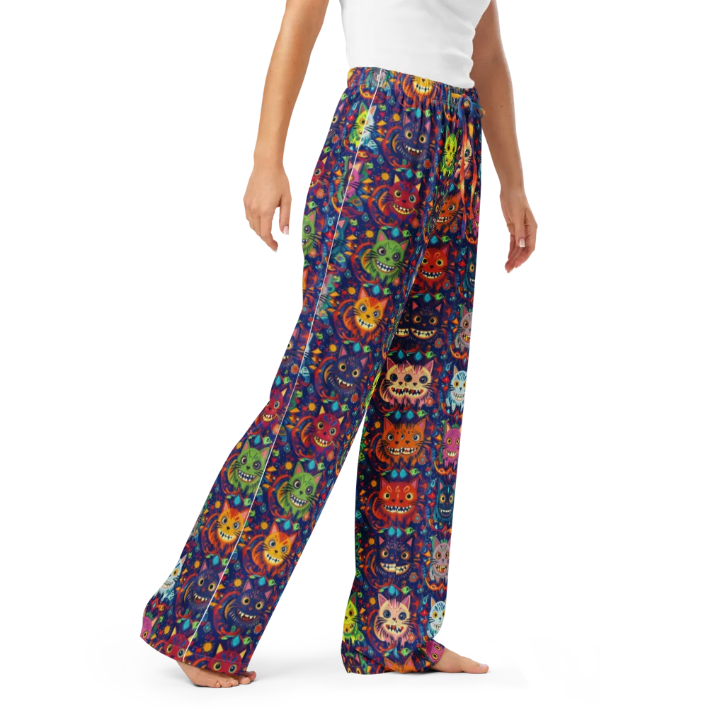 Grinning Cat Carnival on Women's Pajama Pants — Right Front