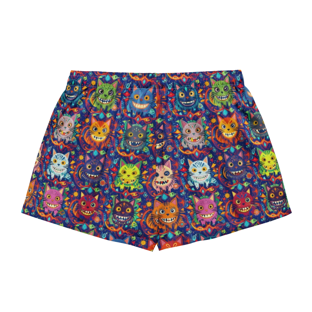 Grinning Cat Carnival on Women's Pajama Shorts — Back
