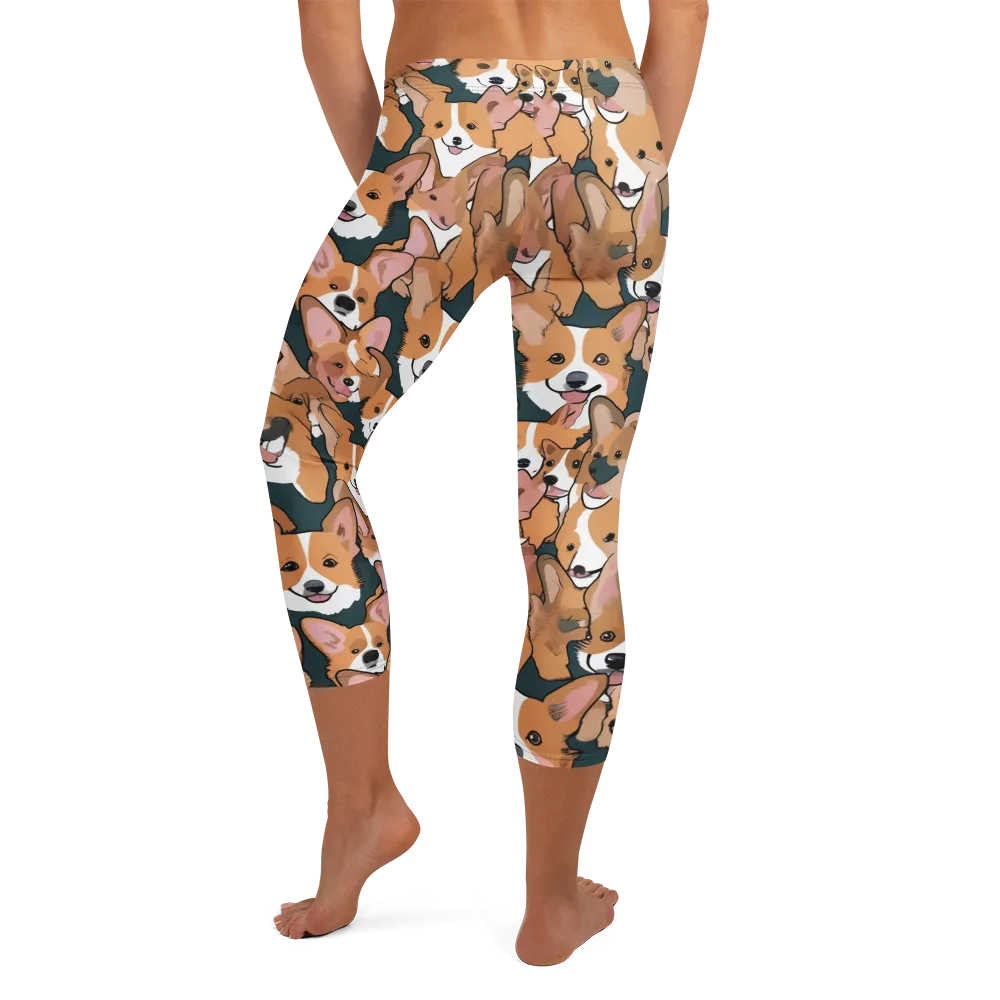 Paws in Formation on Capri Leggings — Back