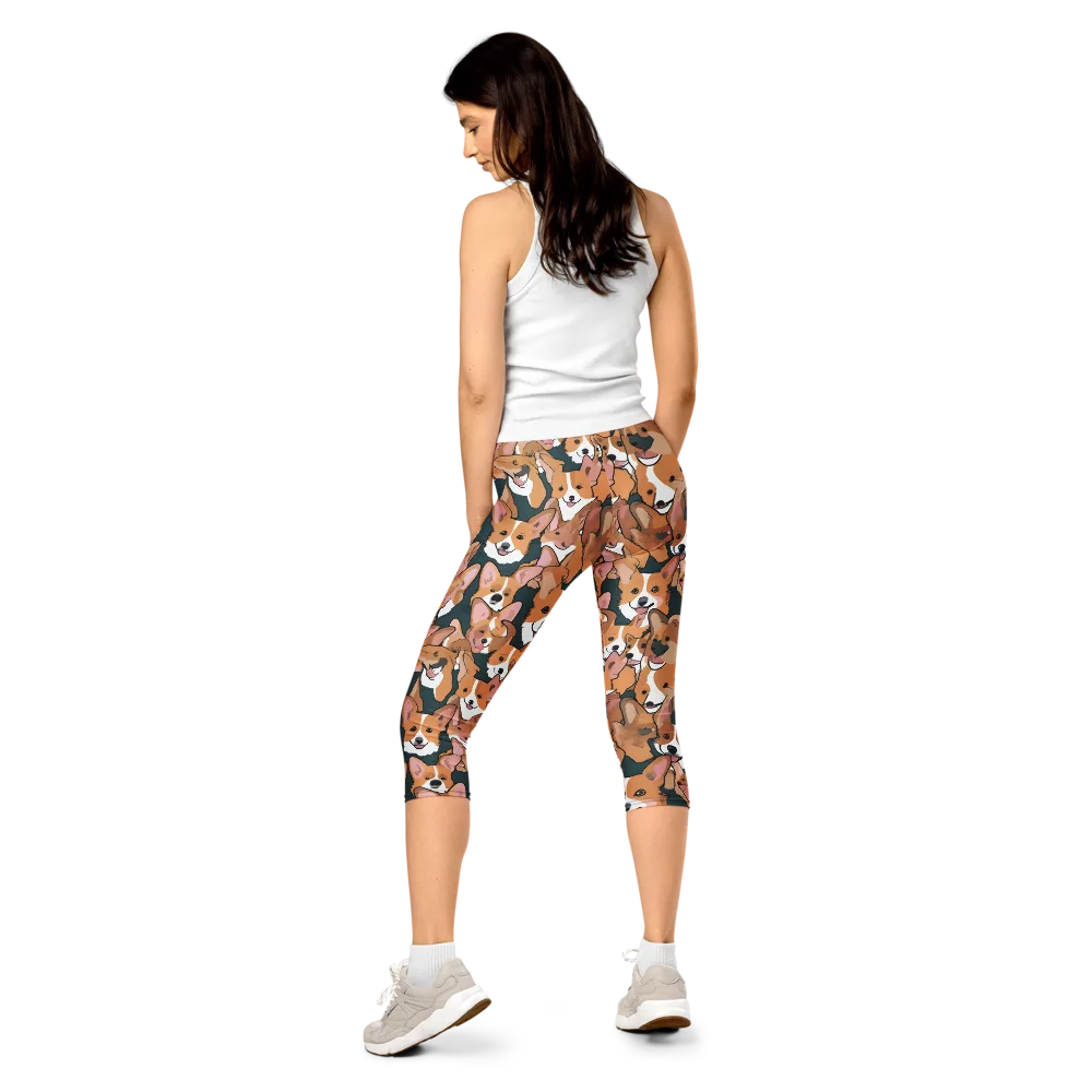 Paws in Formation on Capri Leggings — Back
