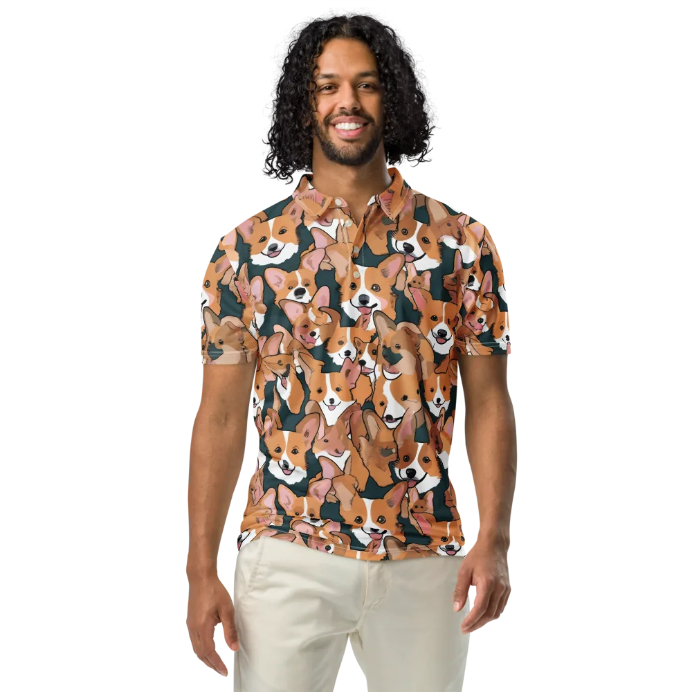 Paws in Formation on Men's Slim Fit Polo Shirt — Front