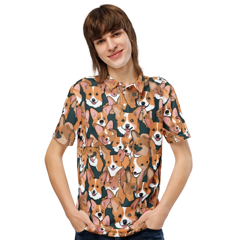 Paws in Formation on Men's Slim Fit Polo Shirt — Front