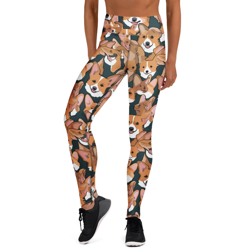 Paws in Formation on Yoga Leggings — Front