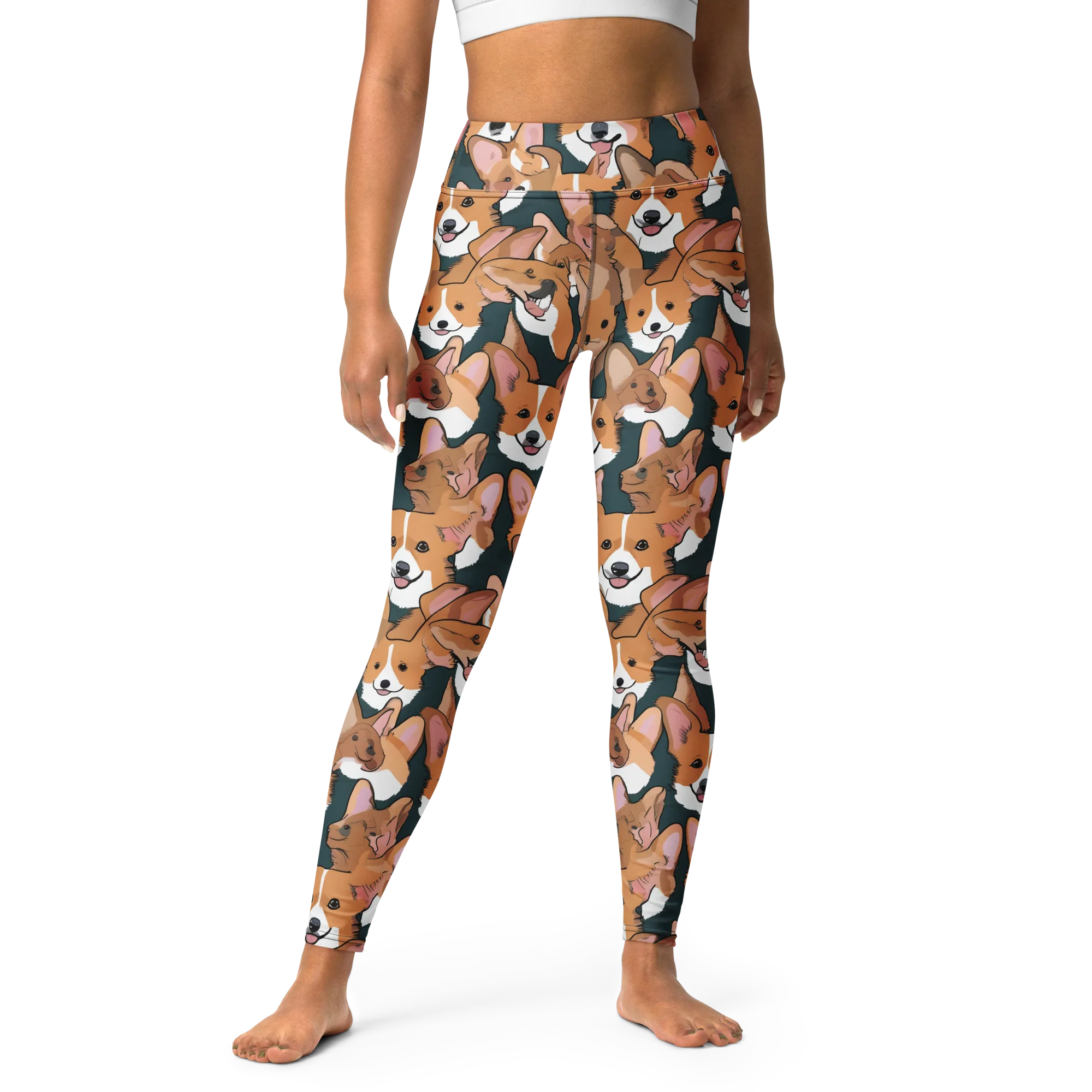 Paws in Formation on Yoga Leggings — Front