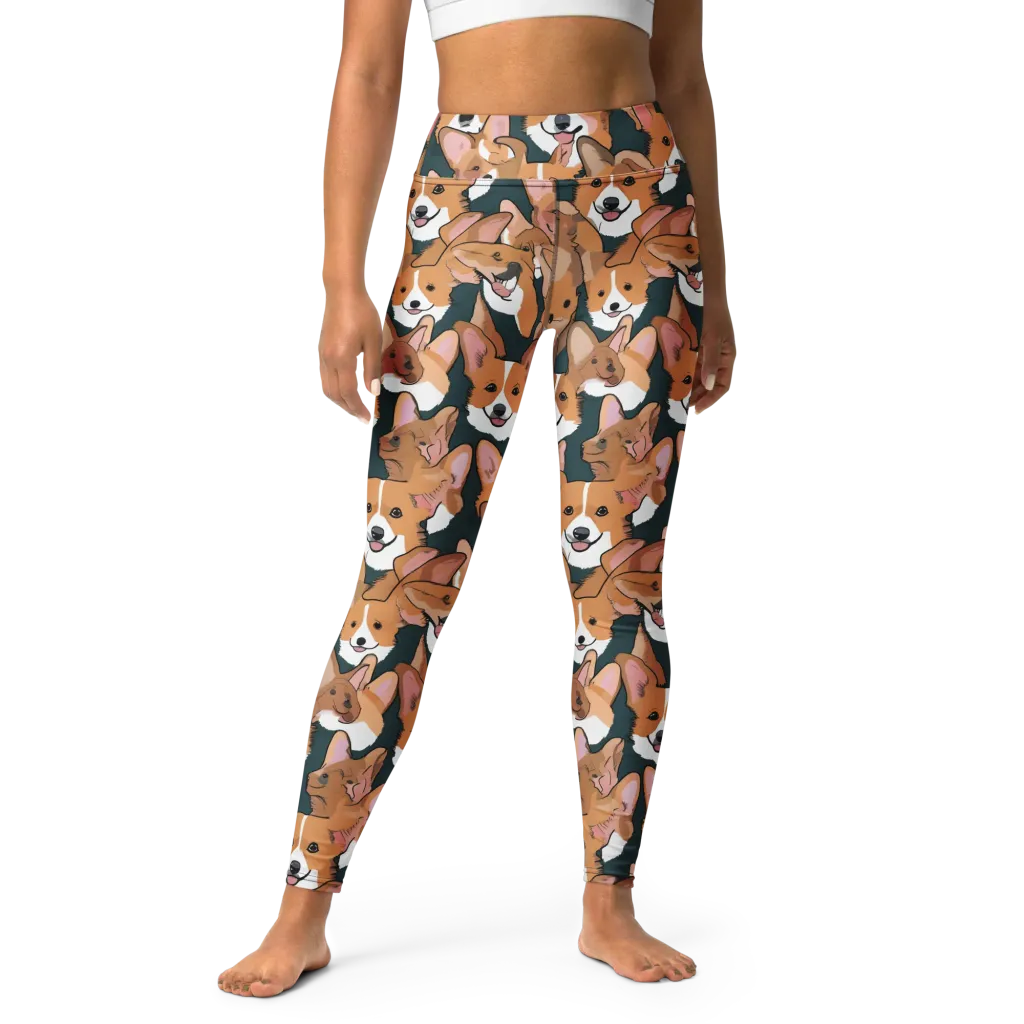 Paws in Formation on Yoga Leggings — Front
