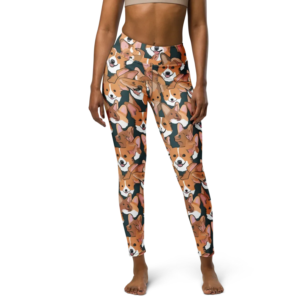 Paws in Formation on Yoga Leggings — Front
