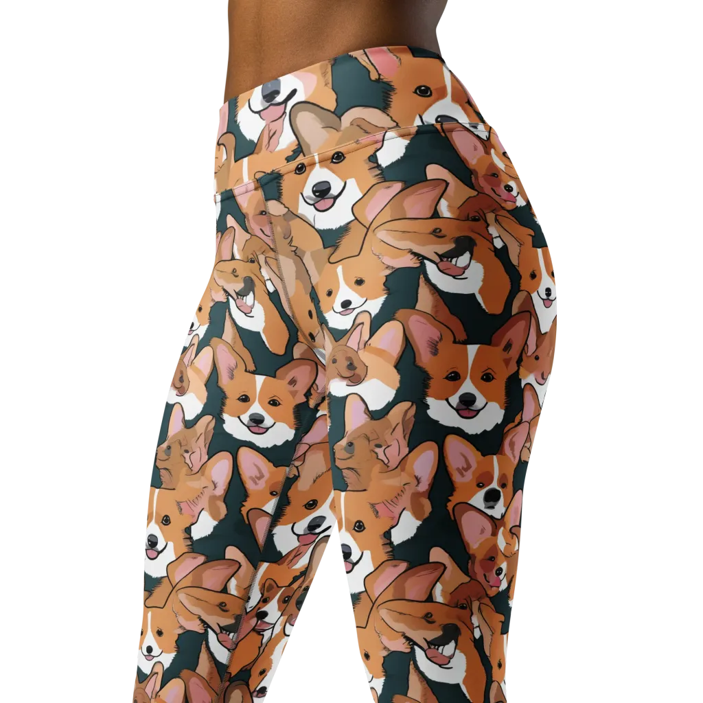 Paws in Formation on Yoga Leggings — Left Front