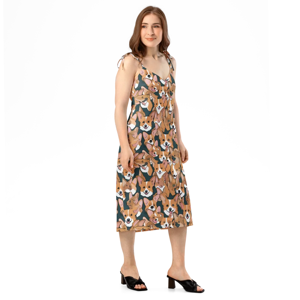 Paws in Formation on Slip Dress — Right Front