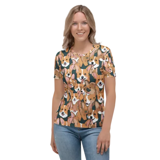 Paws in Formation on a Women's Crew Neck T-Shirt
