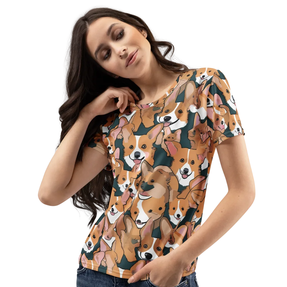 Paws in Formation on Women's Crew Neck T-Shirt — Left Front