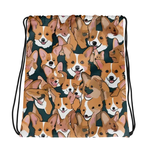 Paws in Formation on a Drawstring Bag