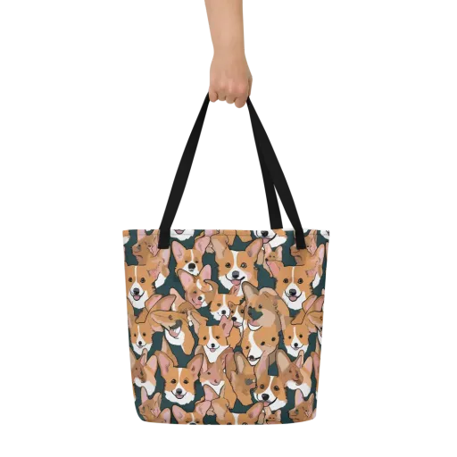 Paws in Formation on a Large Tote Bag W/ Pocket