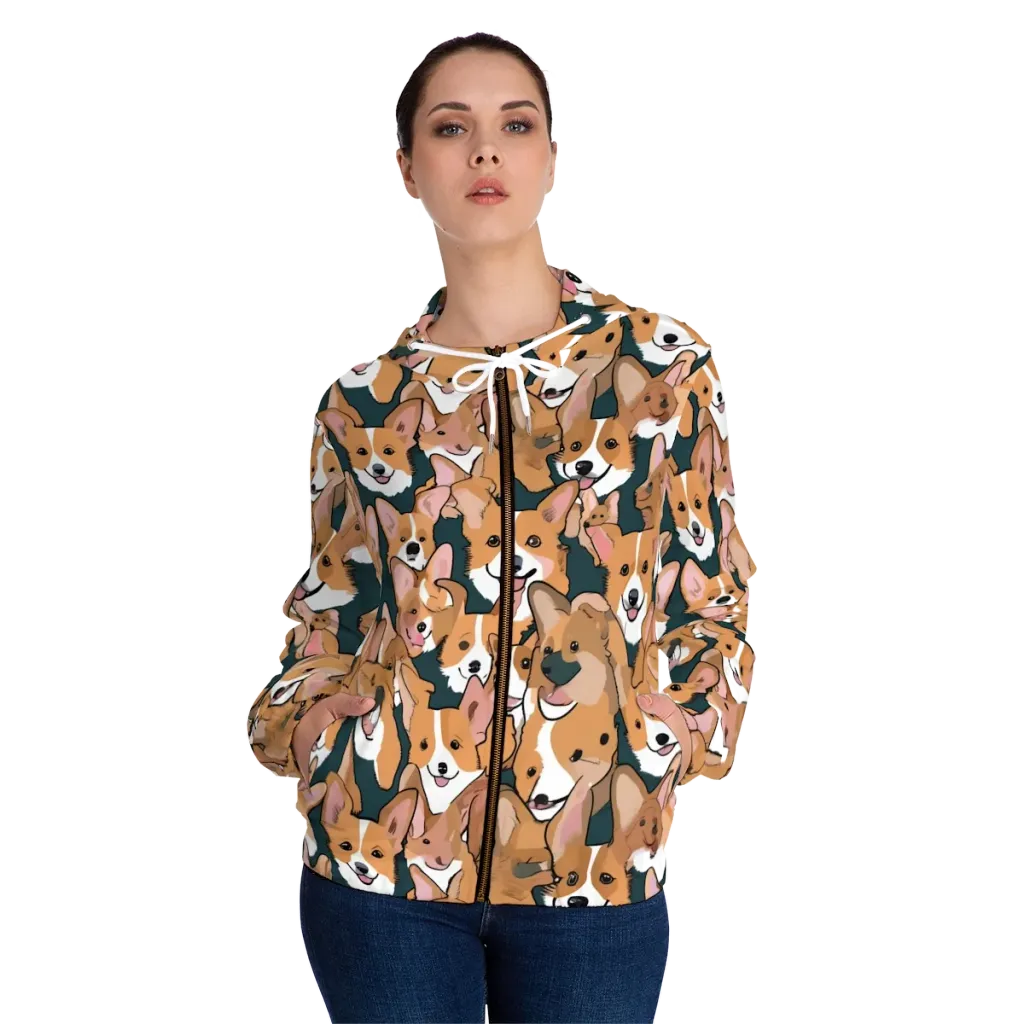 Paws in Formation on Women's Full-Zip Hoodie — Front On Person