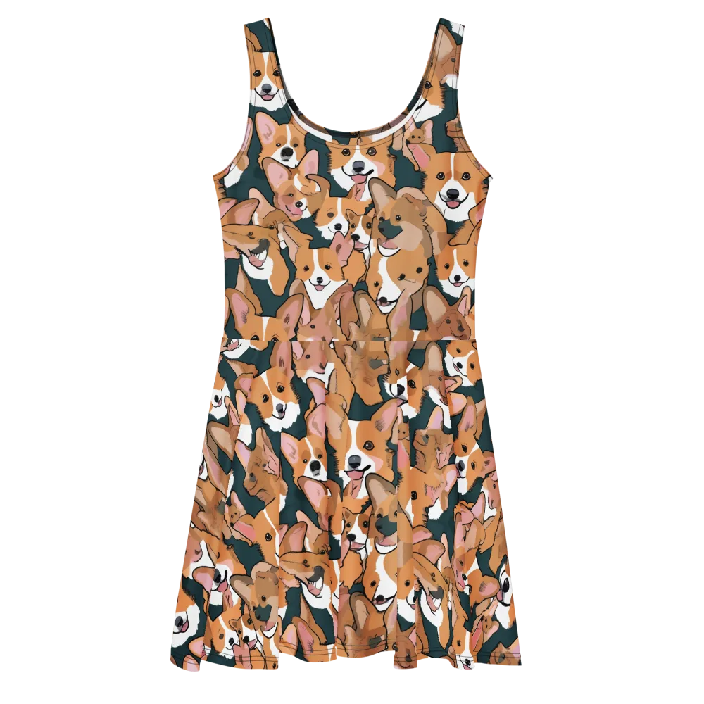 Paws in Formation on Skater Dress — Front