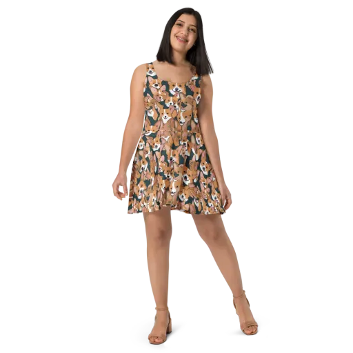 Paws in Formation on a Skater Dress