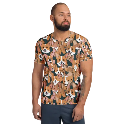 Paws in Formation on a Men's Athletic T-Shirt