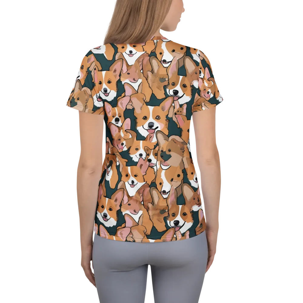 Paws in Formation on Women's Athletic T-Shirt — Back