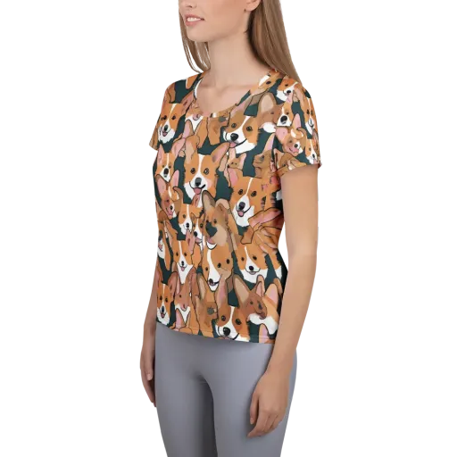Paws in Formation on a Women's Athletic T-Shirt