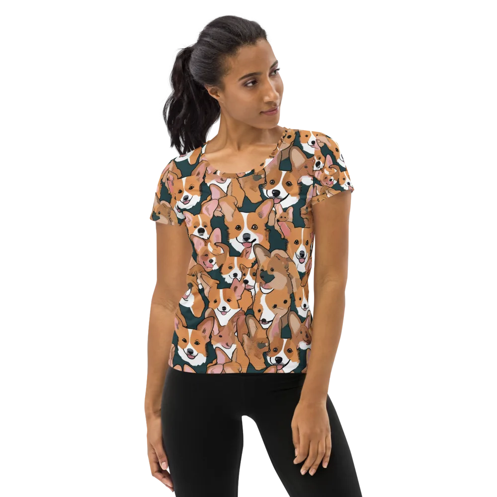 Paws in Formation on Women's Athletic T-Shirt — Front