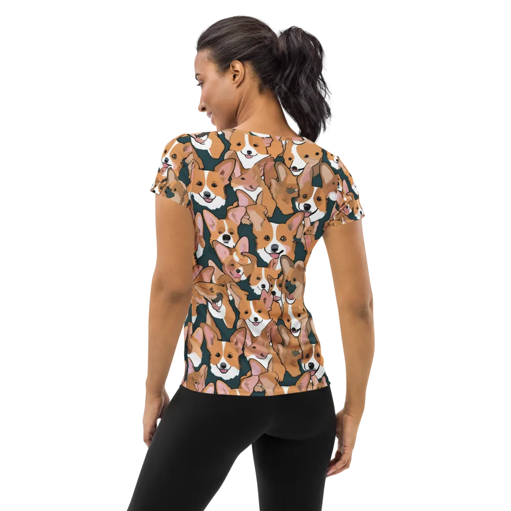 Paws in Formation on Women's Athletic T-Shirt — Back
