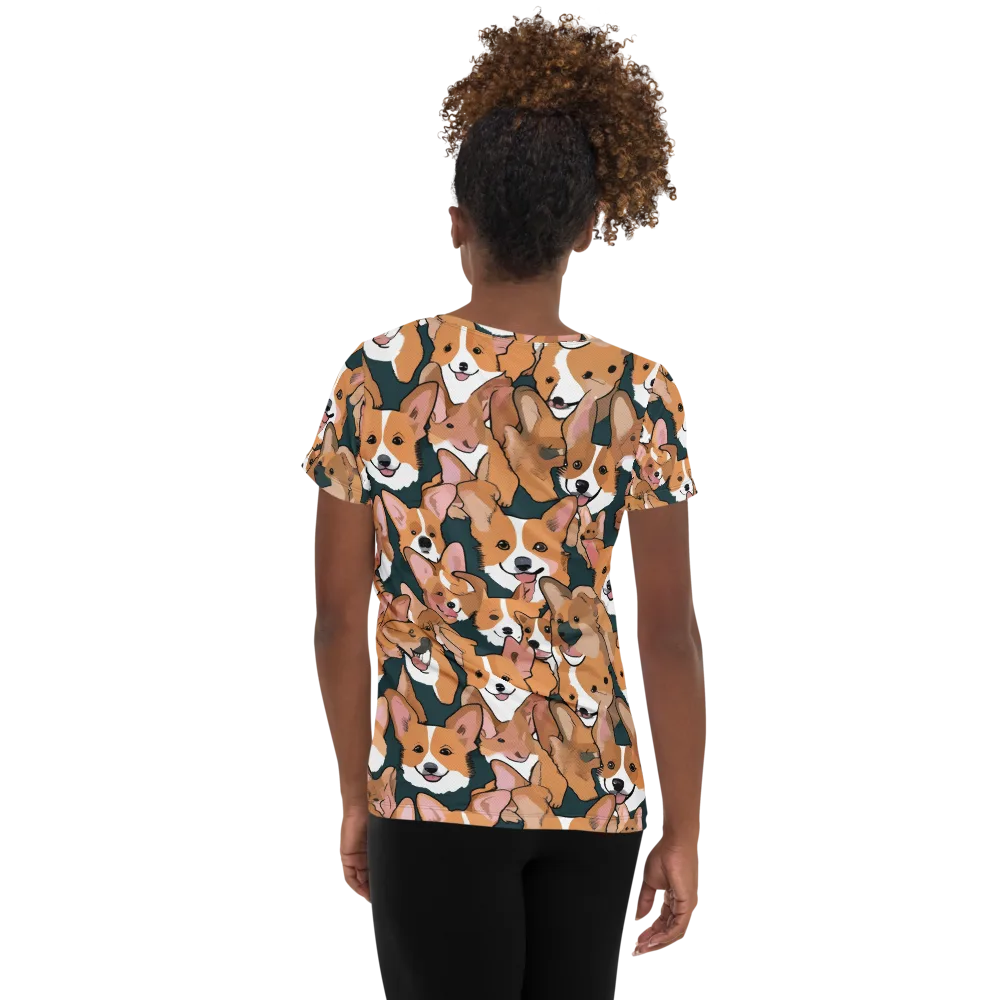Paws in Formation on Women's Athletic T-Shirt — Back