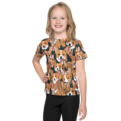 Paws in Formation on a Kids Crew Neck T-Shirt