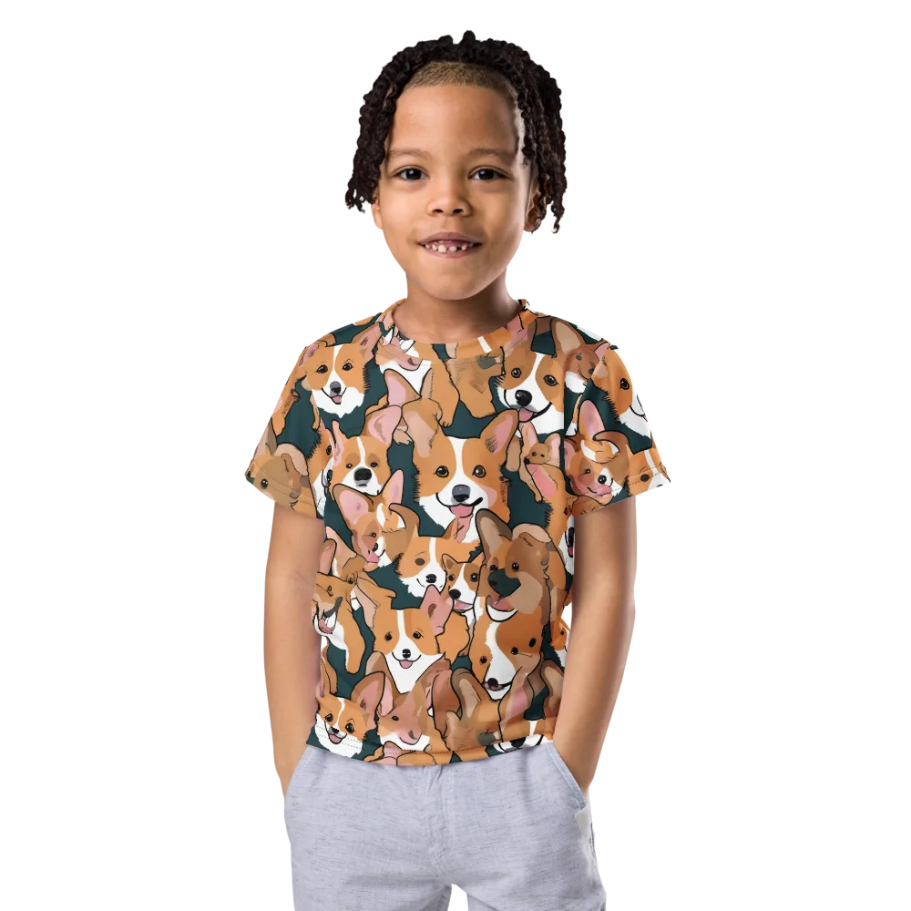 Paws in Formation on Kids Crew Neck T-Shirt — Front