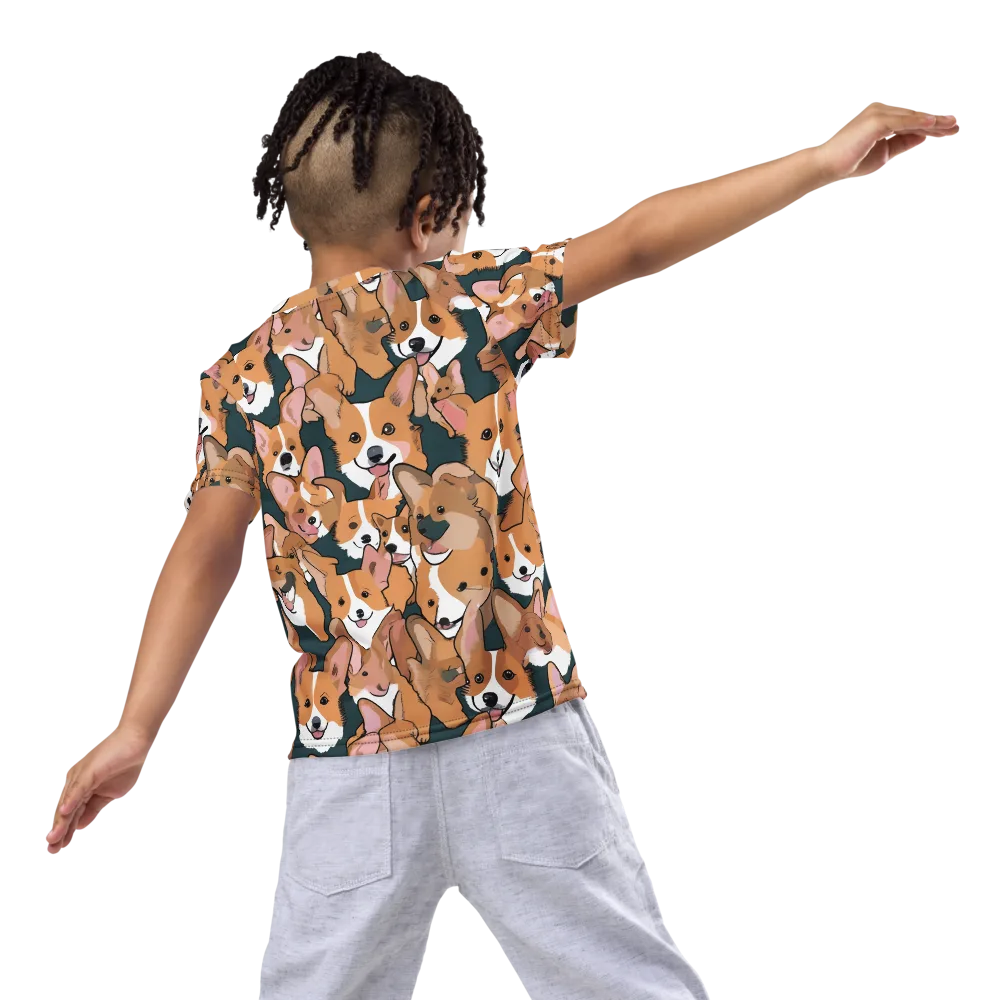Paws in Formation on Kids Crew Neck T-Shirt — Back