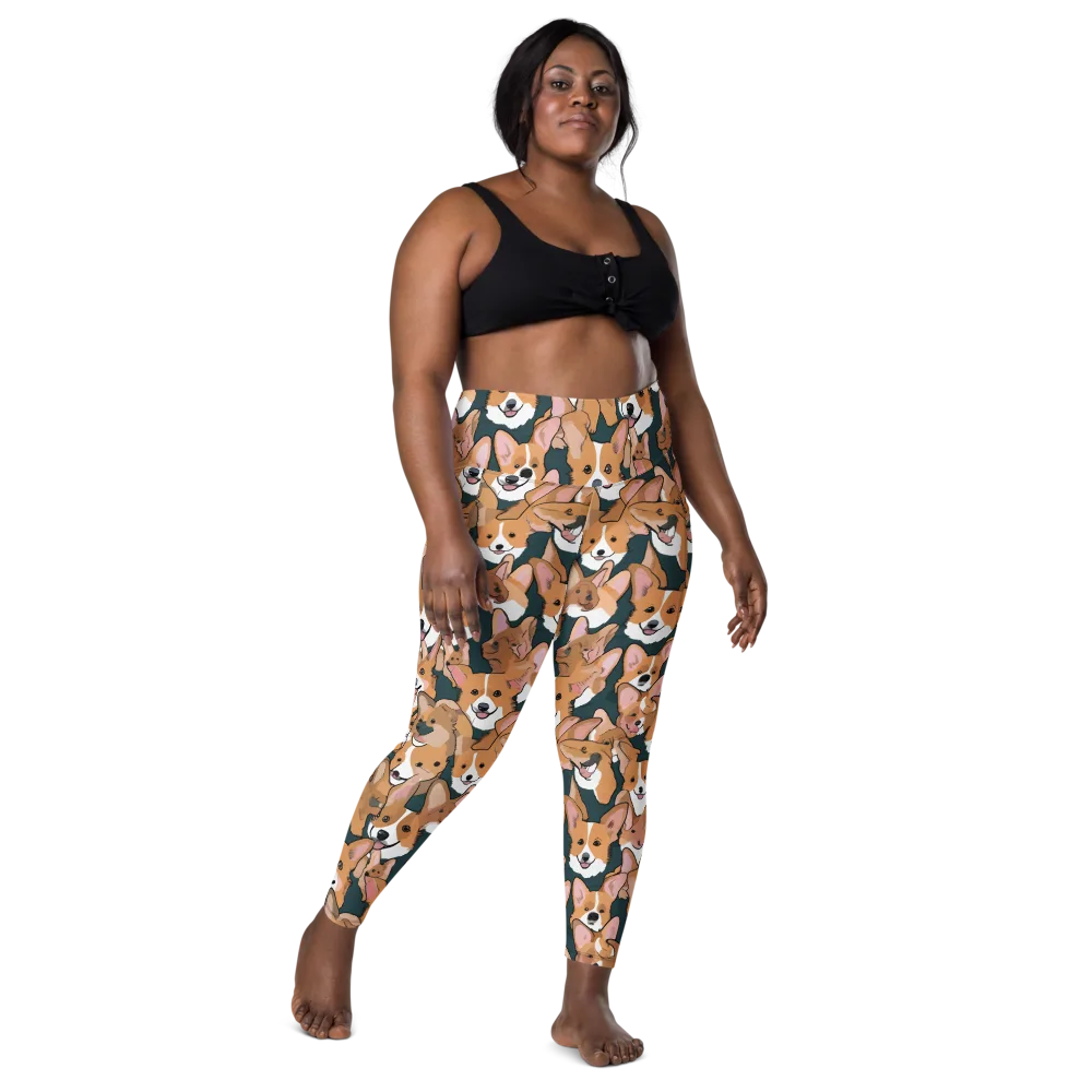 Paws in Formation on Leggings with Pockets — Front