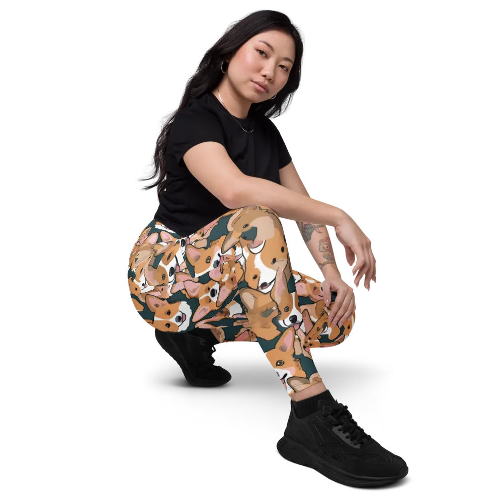 Paws in Formation on Leggings with Pockets — Right Front