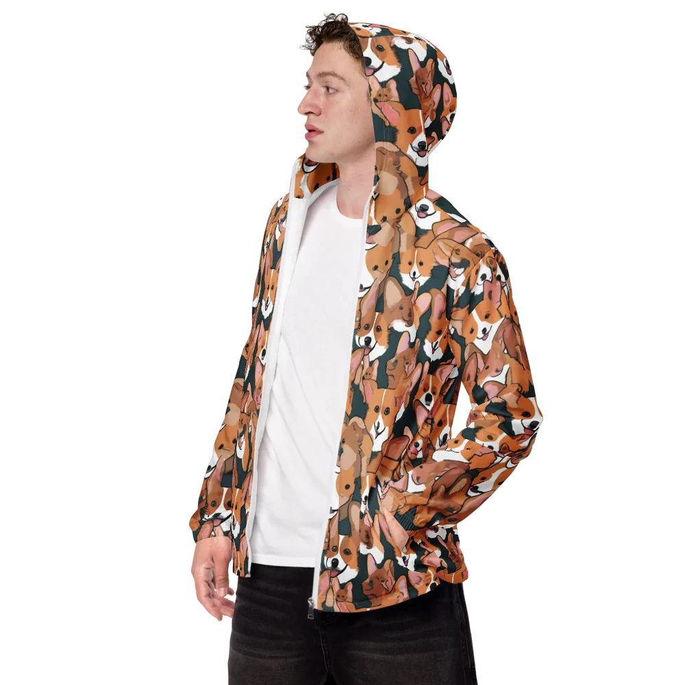 Paws in Formation on Men's Windbreaker — Left Front