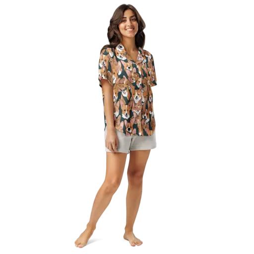 Paws in Formation on a Women's Short Sleeve Pajama Top