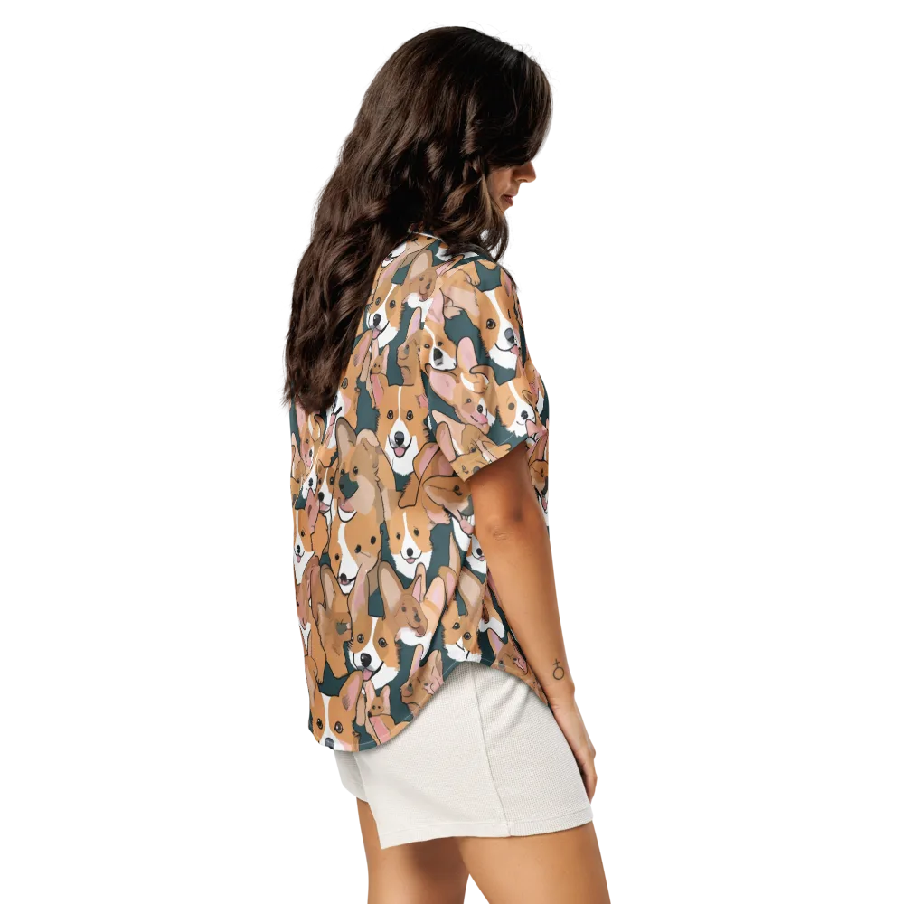 Paws in Formation on Women's Short Sleeve Pajama Top — Right Back
