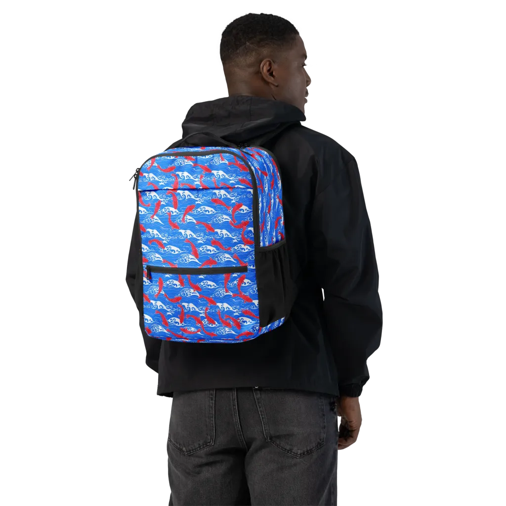 Crimson Koi Current on Utility Backpack — Back