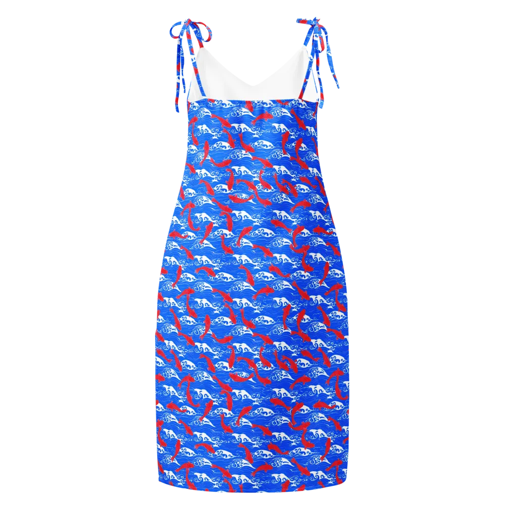 Crimson Koi Current on Slip Dress — Back