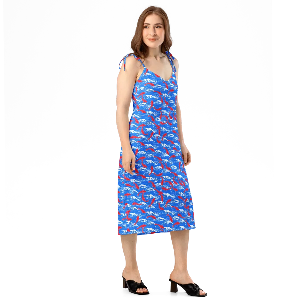 Crimson Koi Current on Slip Dress — Right Front