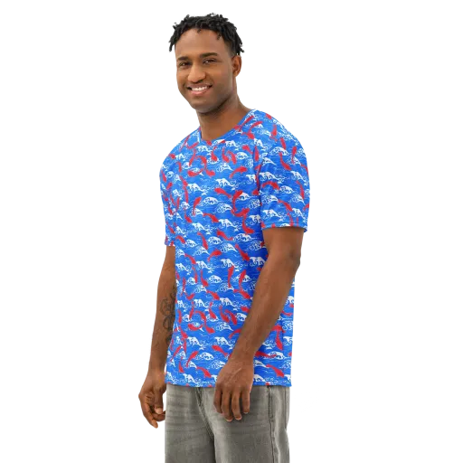 Crimson Koi Current on a Men's Cotton Crew Neck T-Shirt