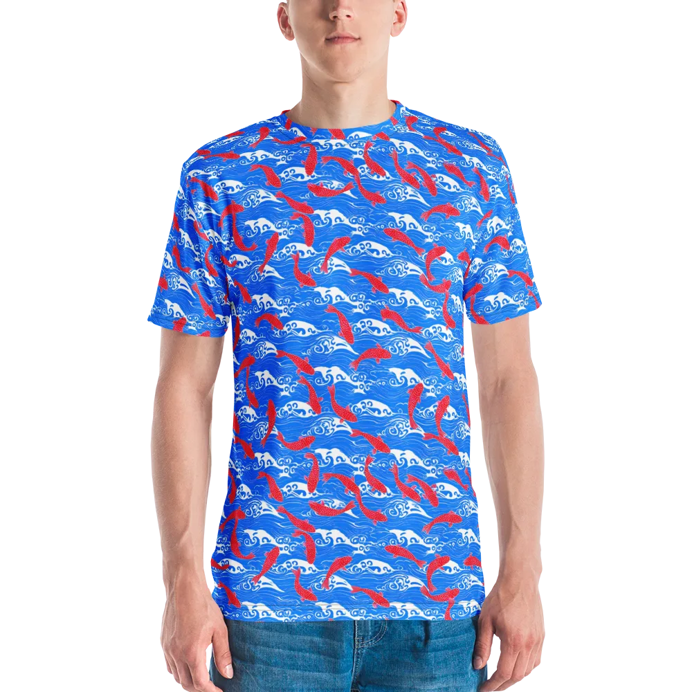 Crimson Koi Current on Men's Crew Neck T-Shirt — Front