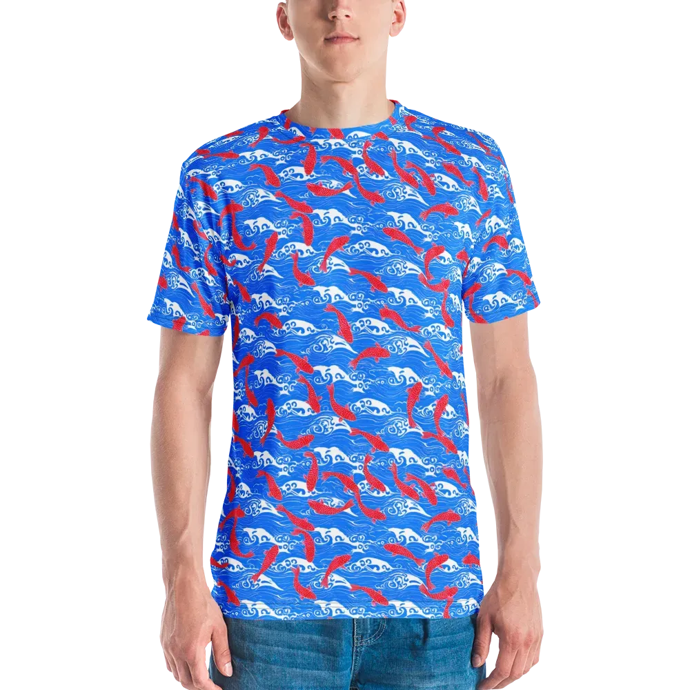 Crimson Koi Current on Men's Crew Neck T-Shirt — Front