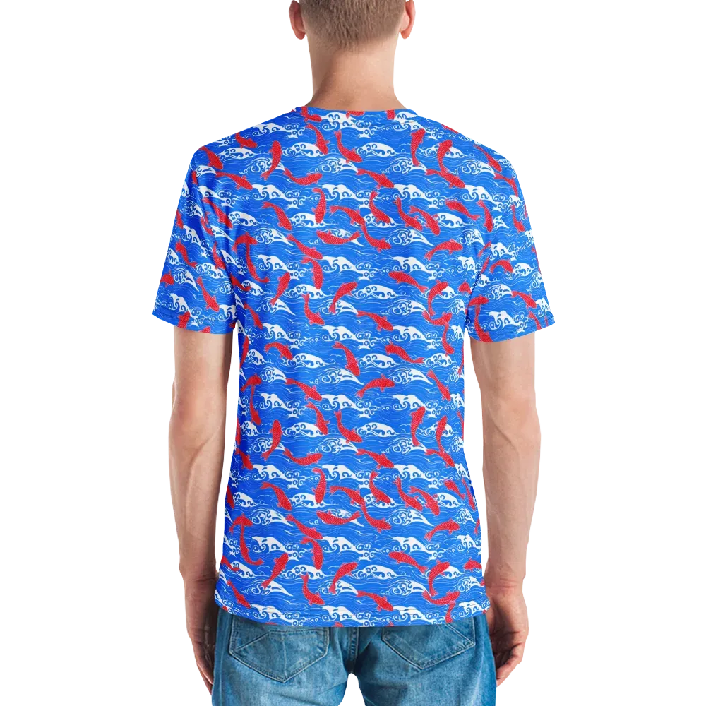 Crimson Koi Current on Men's Crew Neck T-Shirt — Back