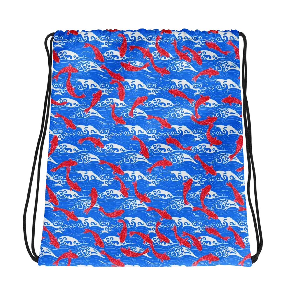 Crimson Koi Current on Drawstring Bag — Photo