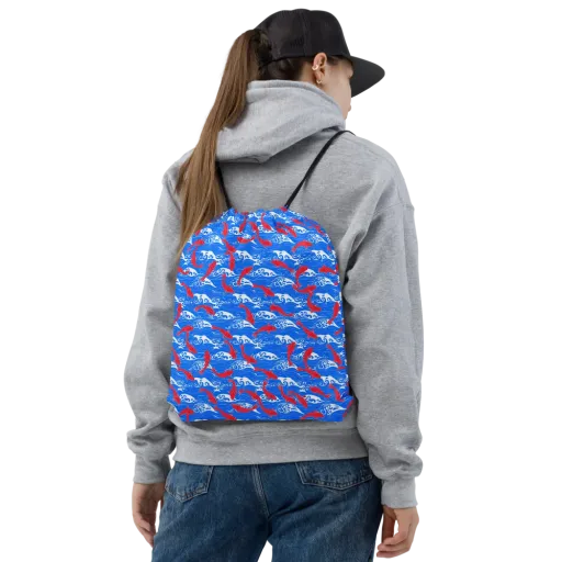 Crimson Koi Current on a Drawstring Bag