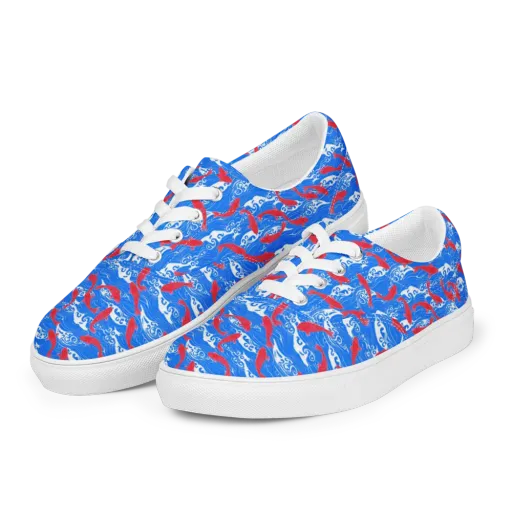 Crimson Koi Current on a Men's Lace-Up Canvas Shoes