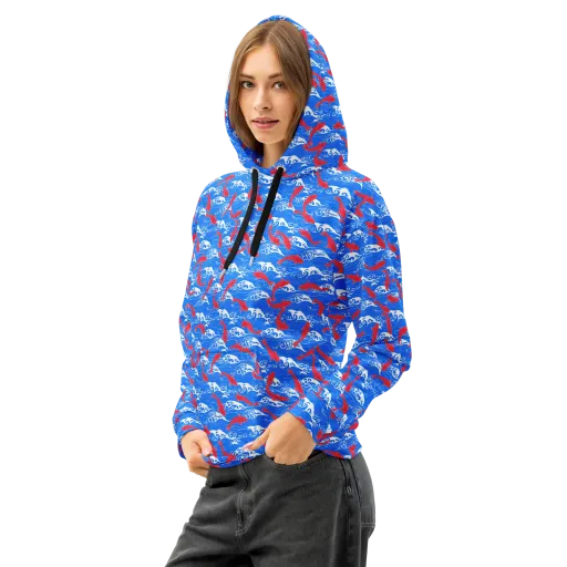 Crimson Koi Current on a Cotton Hoodie